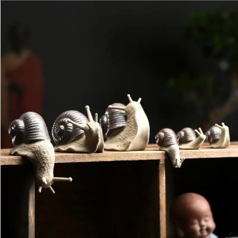 

Керамические маленькие украшения в виде улитки, бонсай, миниатюрное ландшафтное украшение для дома, аксессуары для гостиной, чая, домашних ...