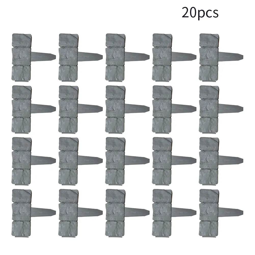 

20PCS Stone Effect Lawn Edging Plastic Garden Palisade Fence Plant Border plant bordering flower bed courtyard for garden decor