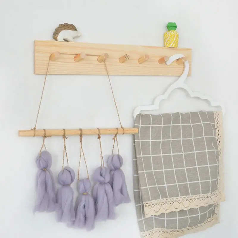 

Nordic Style Solid Wood Hook Door Hanger Wall Hanging Rack Decorative Coat Key S