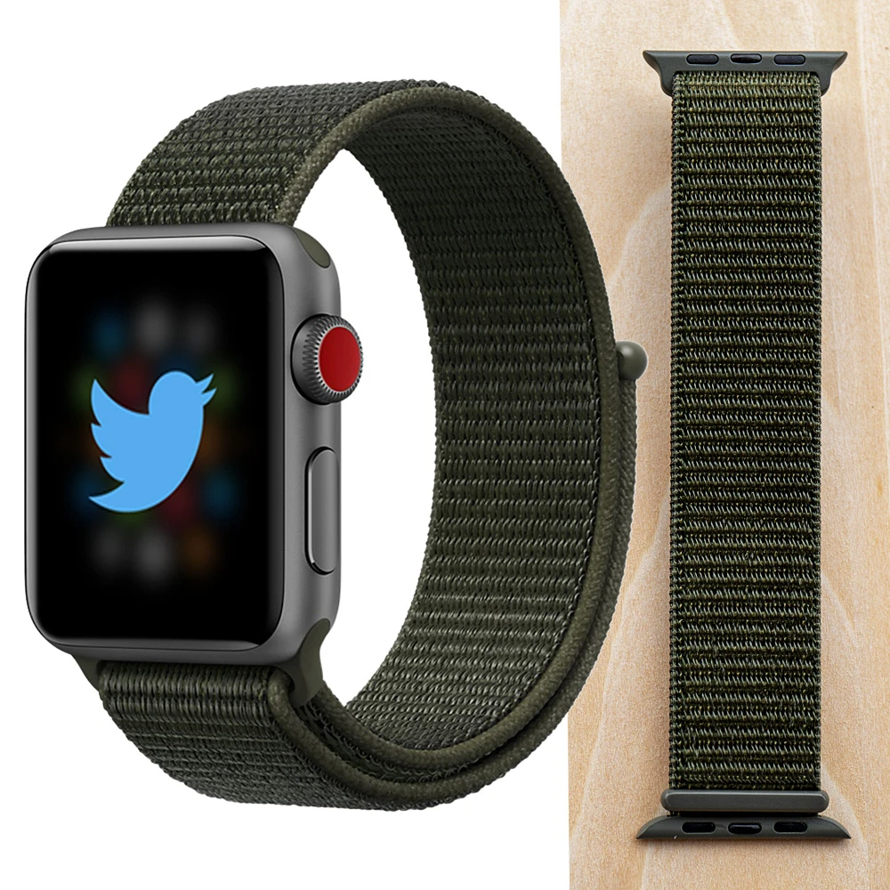 Высококачественный нейлоновый спортивный ремешок для Apple Watch, ремешок 44 мм, серия 5, 4, 3, 2, 1, дышащий тканый ремешок 42 мм, iwatch 40 мм, 38 мм - Цвет ремешка: Cargo Khaki