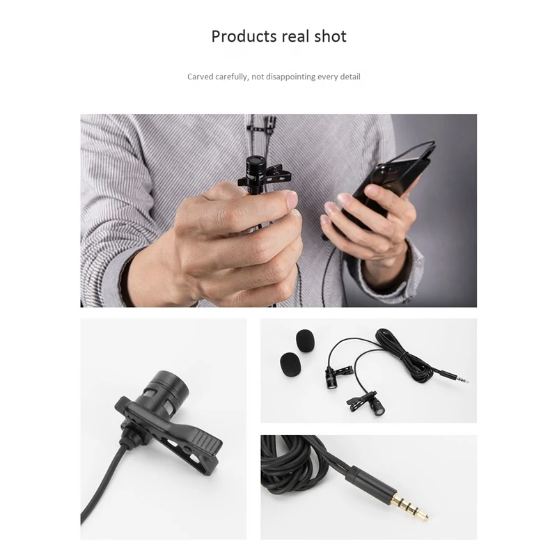 Профессиональный микрофон с двумя головками Lavalier конденсаторный камера для iPhone