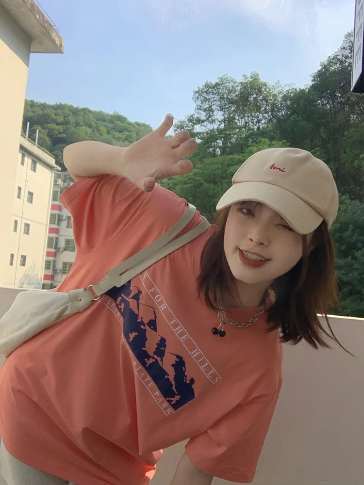 4 размера повседневные M-2xl универсальные базовые с коротким рукавом винтажные