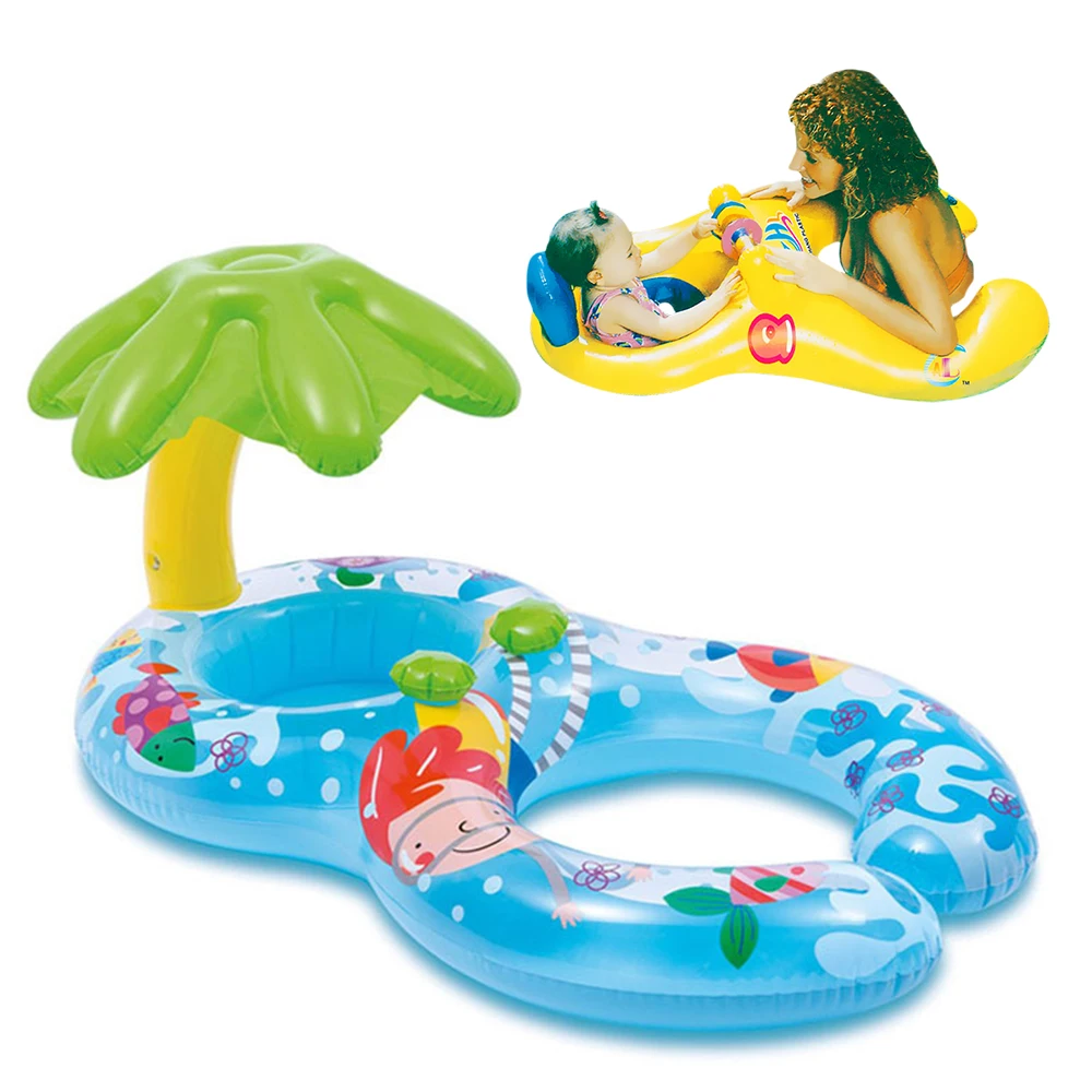 

Надувное плавающее кольцо для мамы и ребенка, детский поплавок с двойным кругом, детский солнцезащитный плавающий круг, Детские аксессуары для бассейна