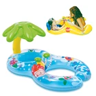 Надувное плавающее кольцо для мамы и ребенка, детский поплавок с двойным кругом, детский солнцезащитный плавающий круг, Детские аксессуары для бассейна