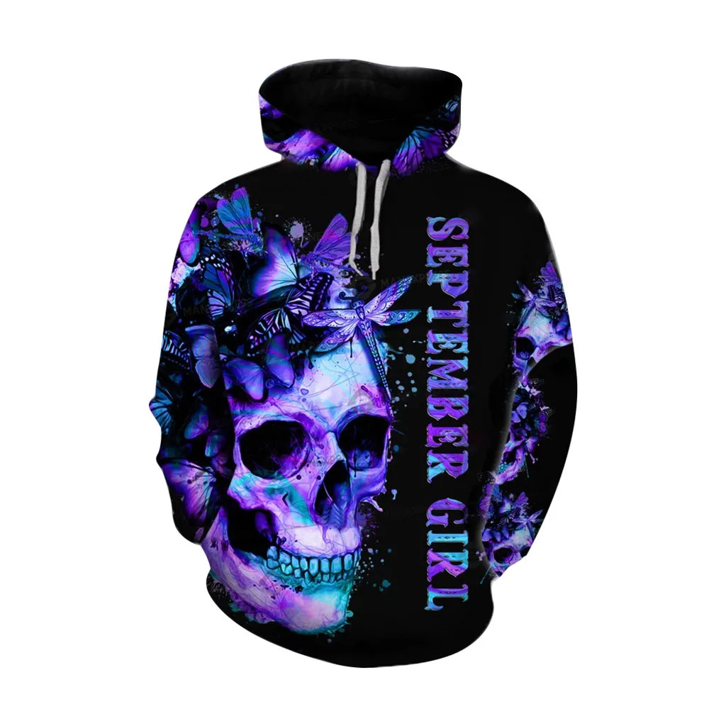 Women's Sweatshirt Hoodies Casual skull Print fashion Fashion Long Sleeve Hooded Female Tops hot sale толстовки | Женская