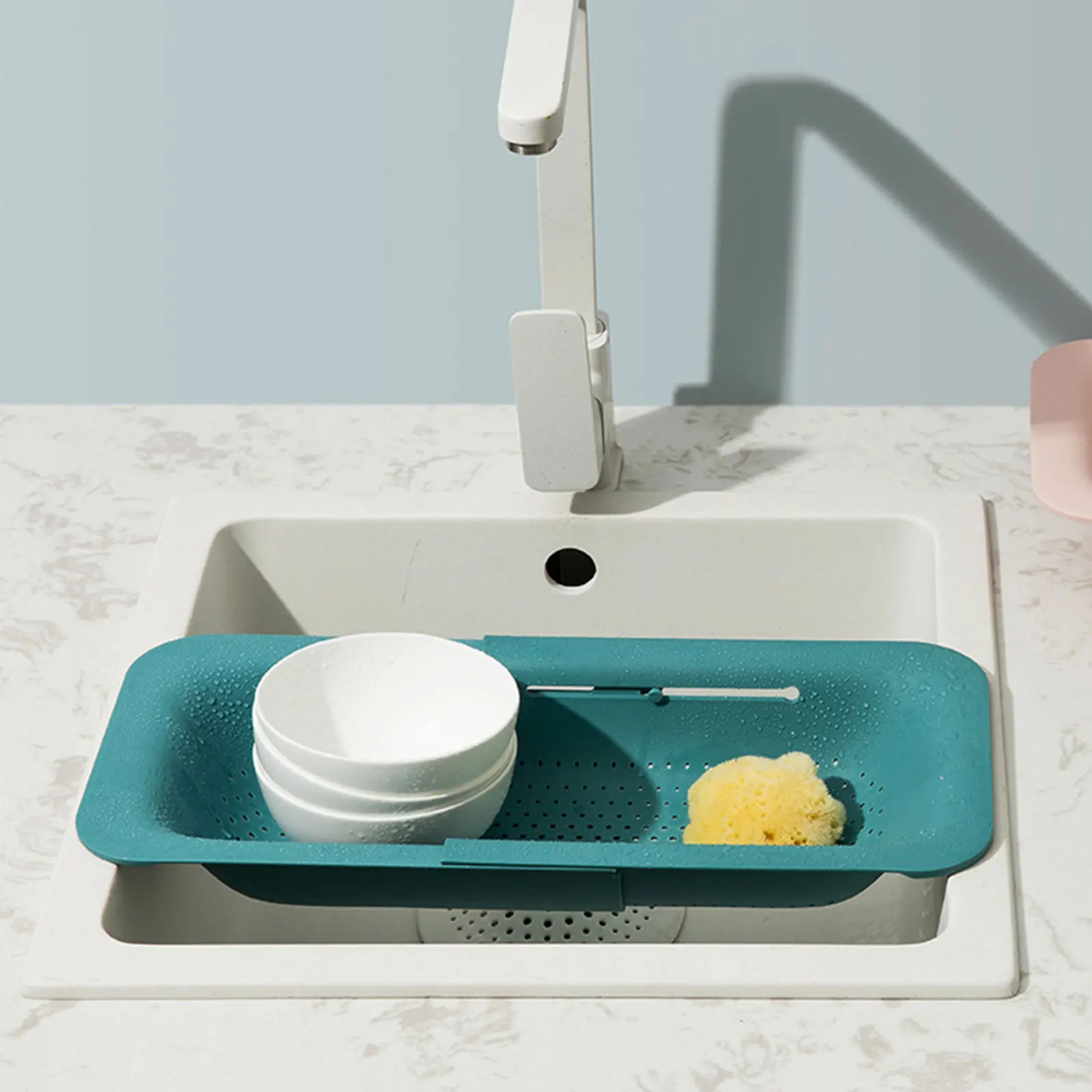 

Retractable Plastic Kitchen Sink Drain Rack Vegetable Fruit Basket Kitchen Supplies Dinnerware Dish Bowl Spoon Holder Organizer