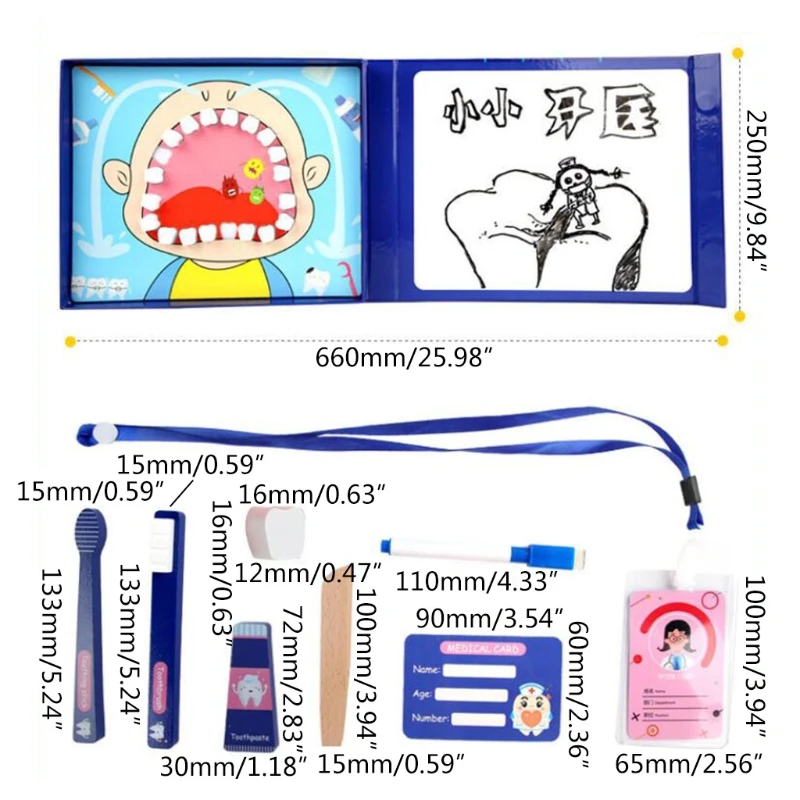 

1 Set Children Dentist Toys Pretend Role Play Early Educational Baby Brushing Teeth Protection Wooden Kids Birthday Gifts