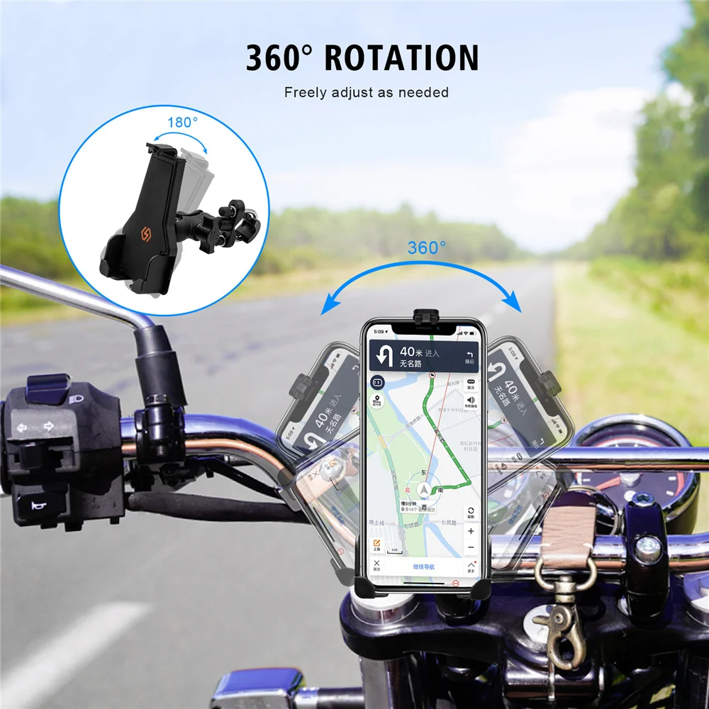 

Mobile Phone Holder for Motorcycle 360 Degree Rotation Bike Bicycle Cell Phone Support Handlebar Clip Stand GPS Mount Bracket