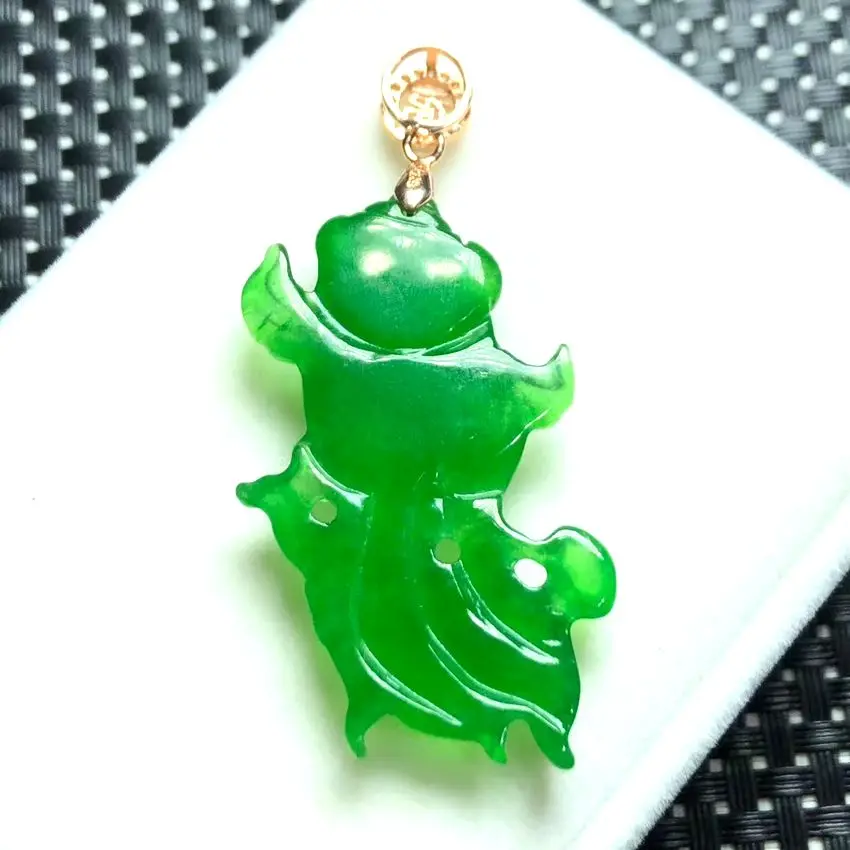 Красивая зеленая Нефритовая яшма из Мьянмы кулон Изумрудный драгоценный камень