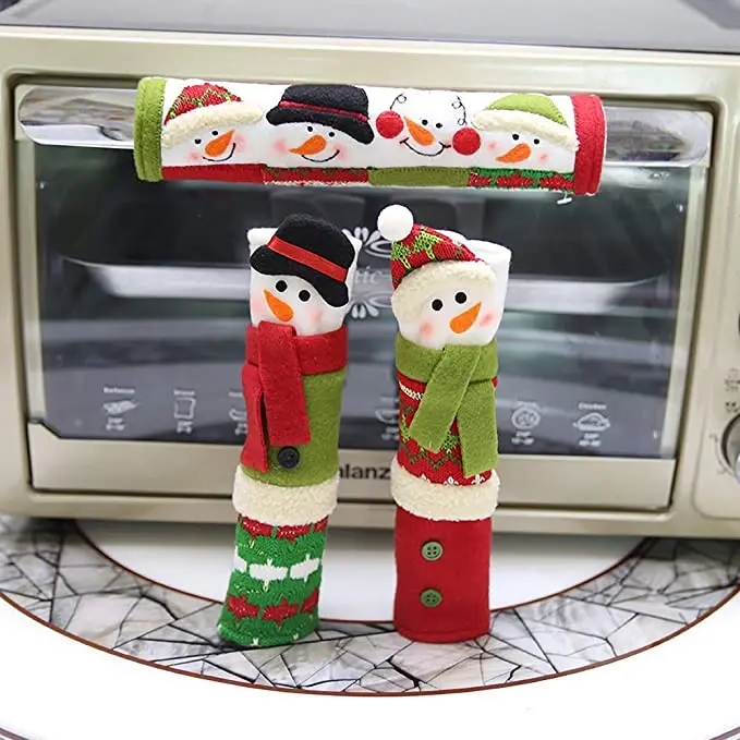 

Christmas Refrigerator Handle Covers, 3 Pack Cute Snowman Kitchen Appliance Handle Covers Protector, Perfect for Ovens, Fridge,