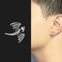 vintage silver color pterosaur stud earrings punk gothic style dragon earrings for men women party earrings unisex jewelry