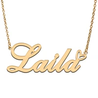 love heart laila name necklace for women stainless steel gold silver nameplate pendant femme mother child girls gift