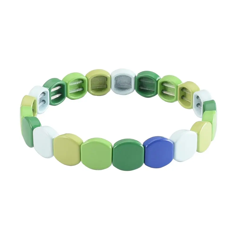 

Металлический окрашенный эмалированный Радужный Браслет Tila для женщин, эластичный плиточный браслет, браслеты, подарок подруге