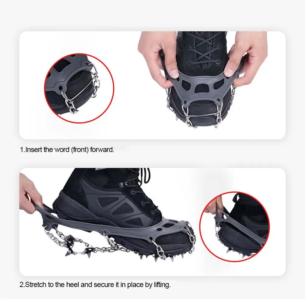 Stainless Steel Ice Gripper For Shoes Non-slip Crampons Spike Grips Cleats Snow Climbing Anti-slip Chain | Спорт и развлечения