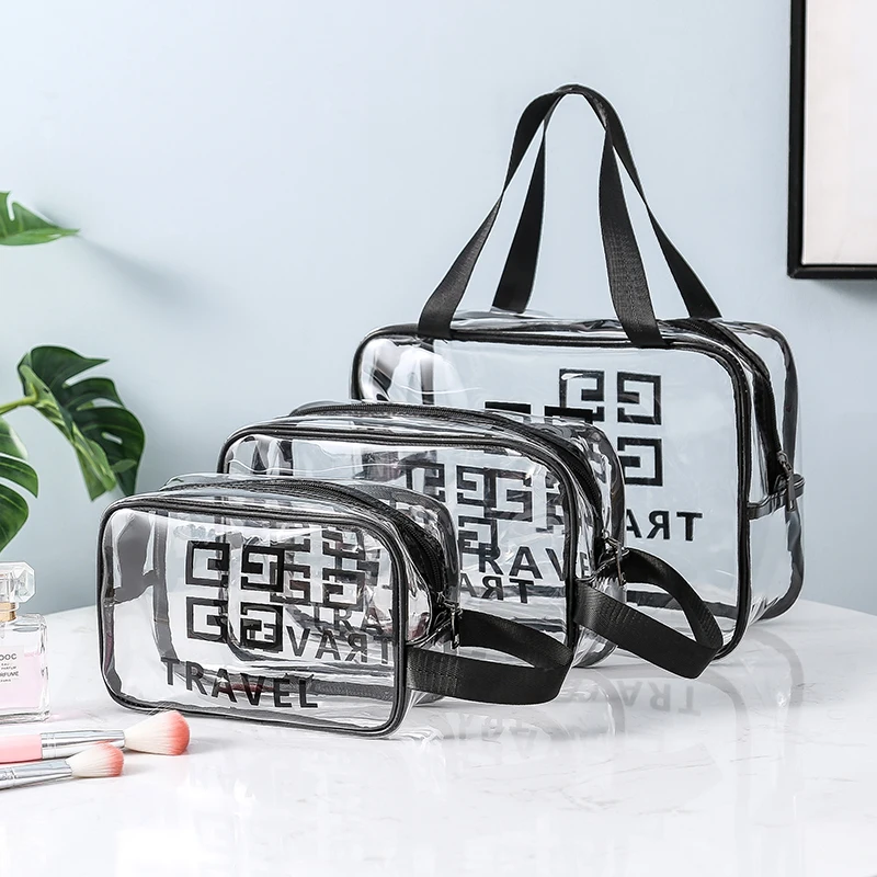 

Transparent cosmetic bag thickened bath bag portable bath bag portable PVC cosmetic storage bag large capacity wash bag