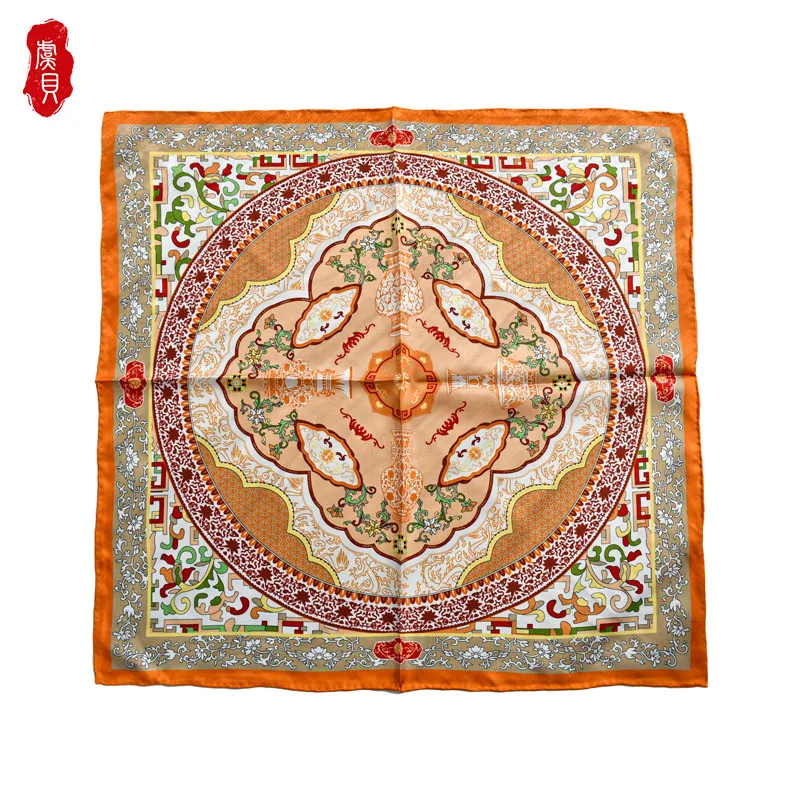 Женский шарф из натурального шелка мягкий квадратный платок 100% 50 см Подарочный в