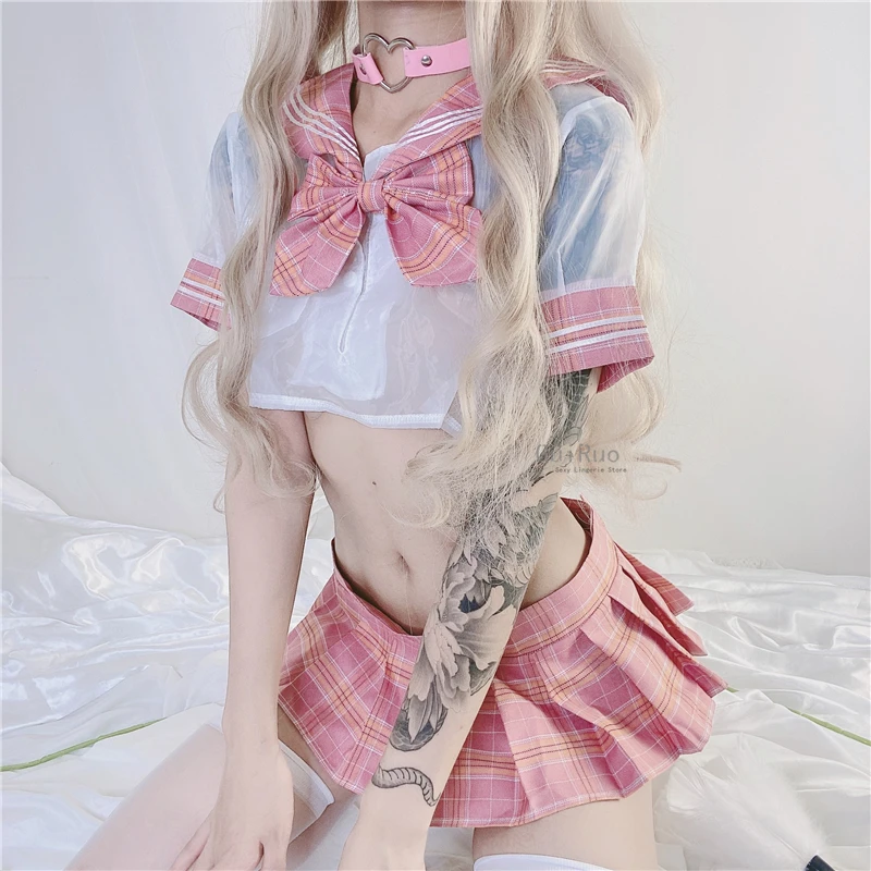Японское аниме нижнее белье пикантная Студенческая Униформа JK рубашка с