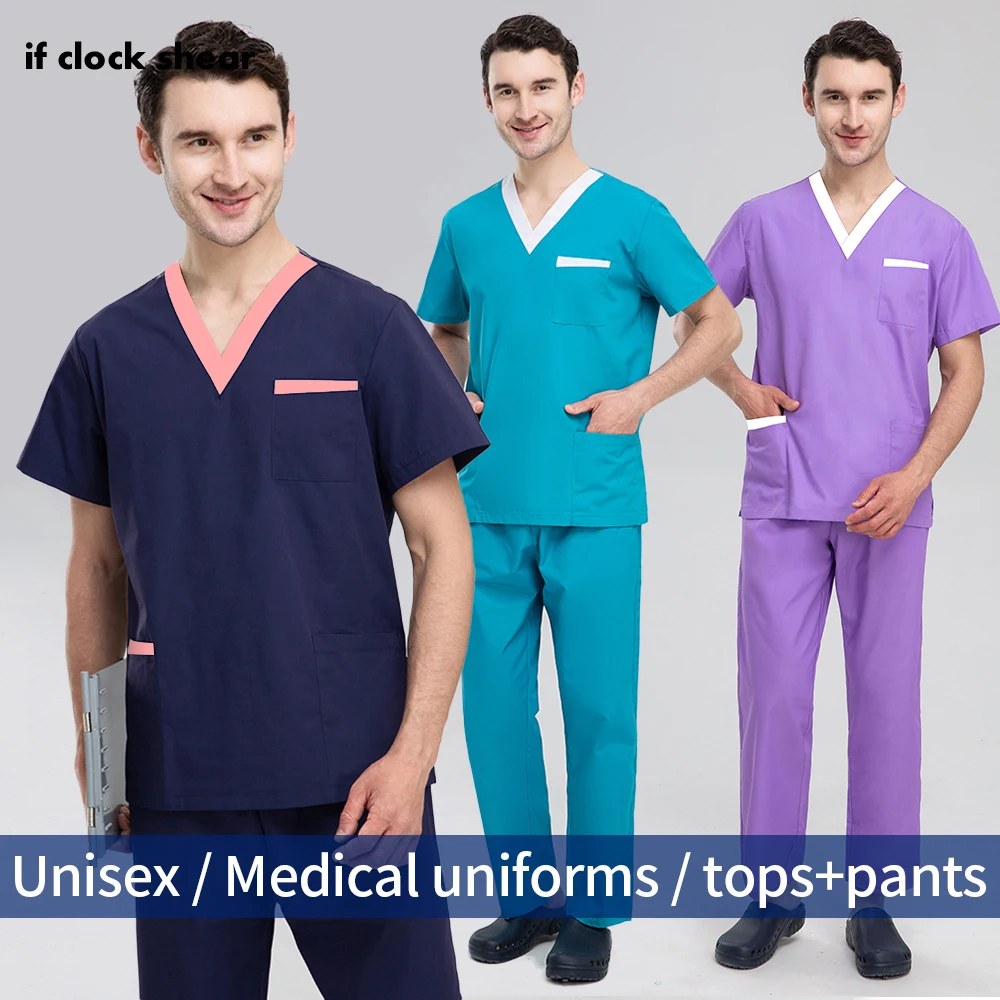 

Hospital Doctor Scrubs Uniforms Dental Clinic Work Uniform V-neck Short Sleeved Operating Room Work Clothes Anesthetist Workwear
