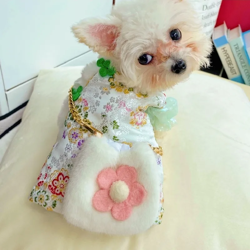 

Зимнее пальто для собак, куртка, костюм Тан, одежда для нового года, для щенков, праздничный костюм для собаки на весну, наряд, одежда, сумка д...