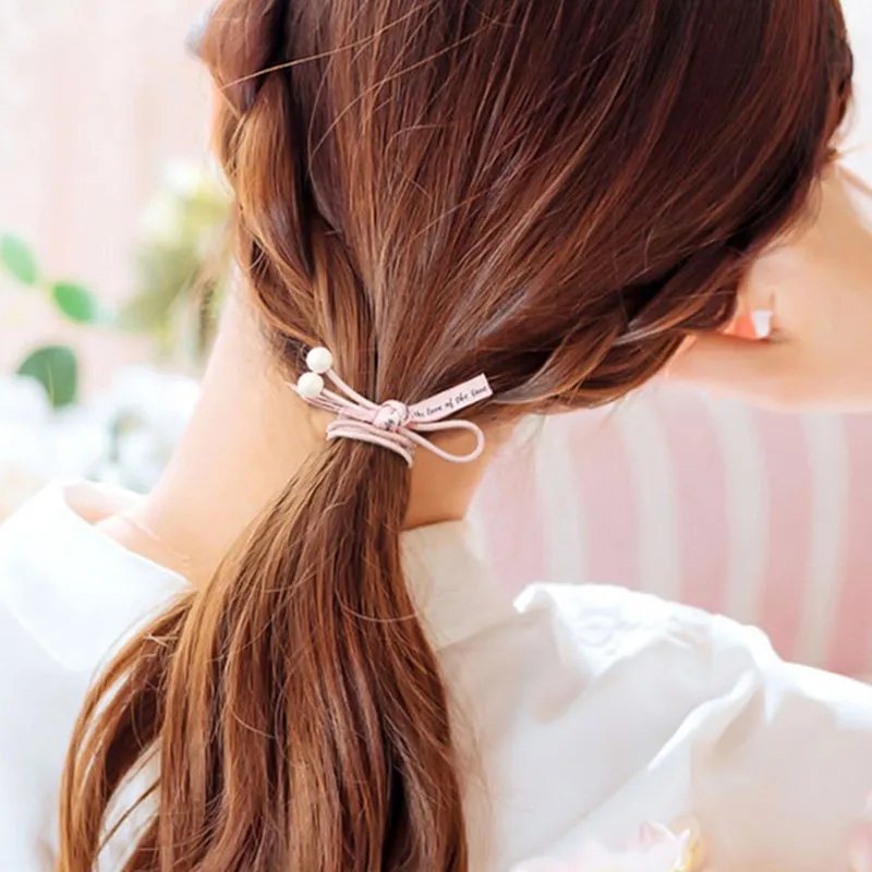 Высокоэластичные резинки для волос элегантные жемчужные декоративные кольца