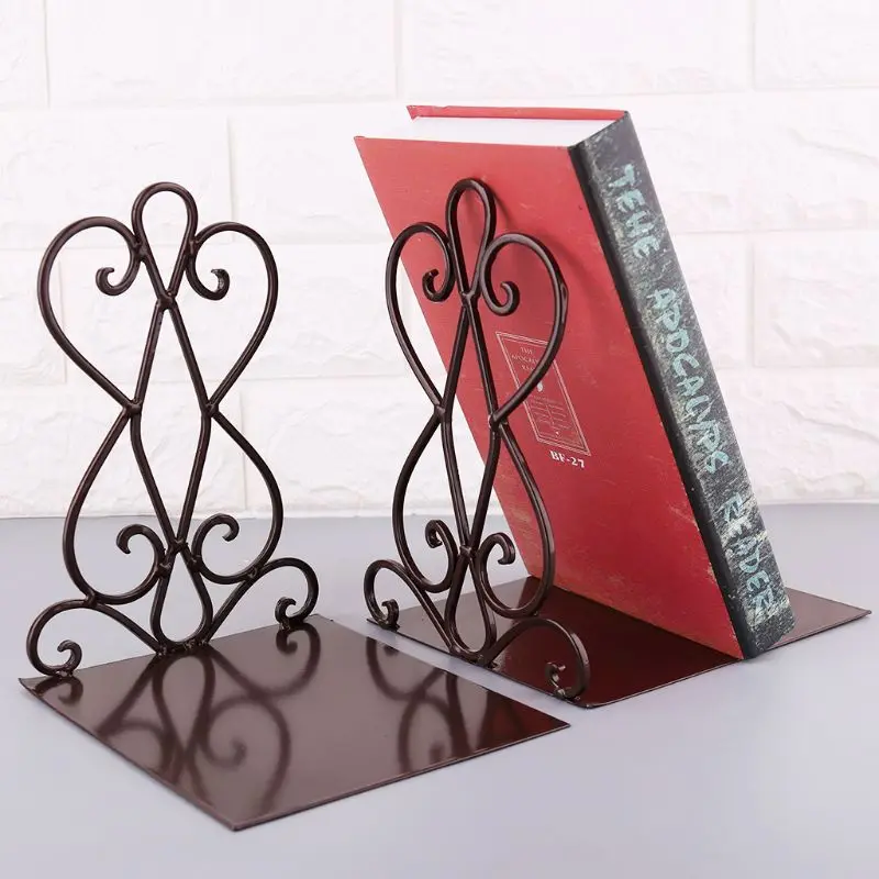 

1 Pair Portable Metal Bookends Book Stand Holder Desktop Rack Shelf For Home Office Supplies