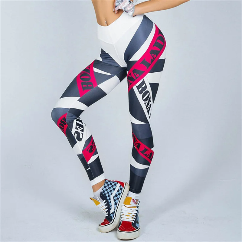 

VICLEO Letter Printing Yoga Pants Sports Fitness Pants Women Leggings Bubble Butt Tik High Waist Quick Drying Breathable Tight