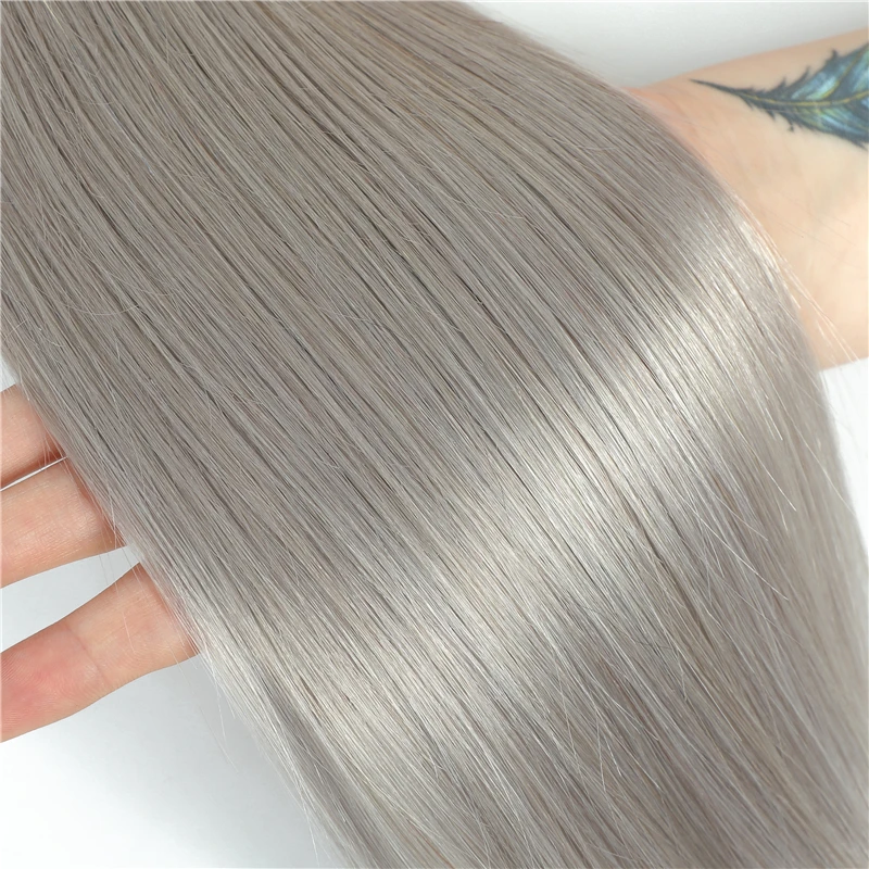 Silver Grey Closure Human Hair Straight HD Lace Closure Only Brazilian Remy Hair 4x4 Swiss Closure 20 Inch Medium Part Yimeishun