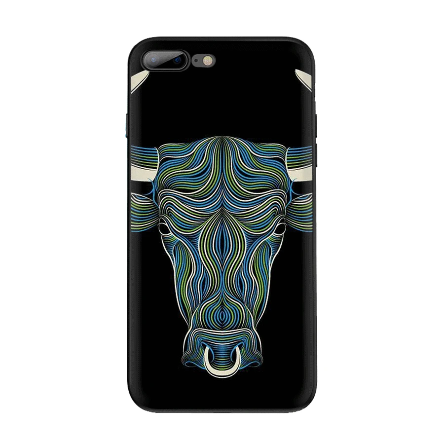 cool digital art line bull head Phone Case for iPhone 7 8 6 6s Plus 11 Pro X XS Max XR 5 5S SE Cover |