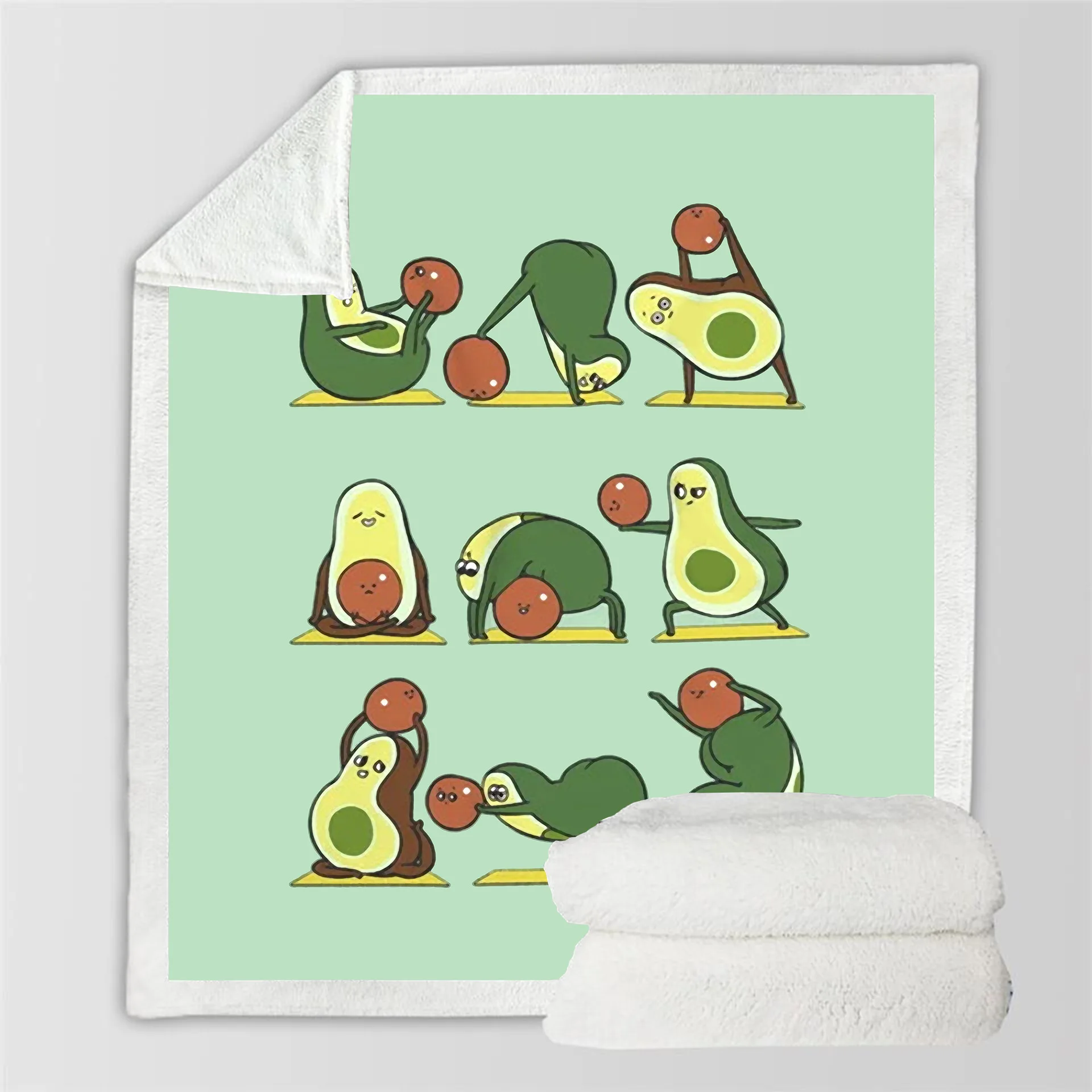 Цифровое квадратное одеяло с 3D принтом авокадо милое молодежное Флисовое