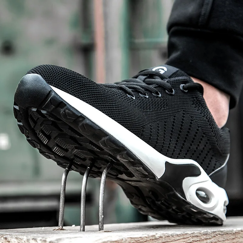 Мужские кроссовки с воздушной подушкой дышащие сетчатые защитные туфли размера