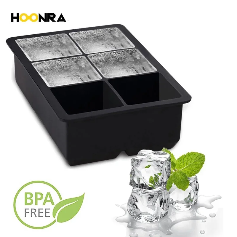 

HOONRA 6 отверстий форма кубика льда квадратный Форма Силиконовый поднос кубика льда с крышкой для кубиков льда для виски Коктейльные Вечерние...