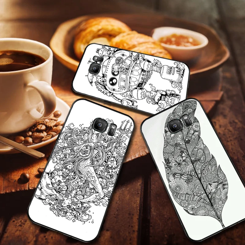 Для samsung A3 A5 A6 A7 A8 A9 A10 A20 A30 A40 A50 A60 Plus чехол с изображением абстрактных линий