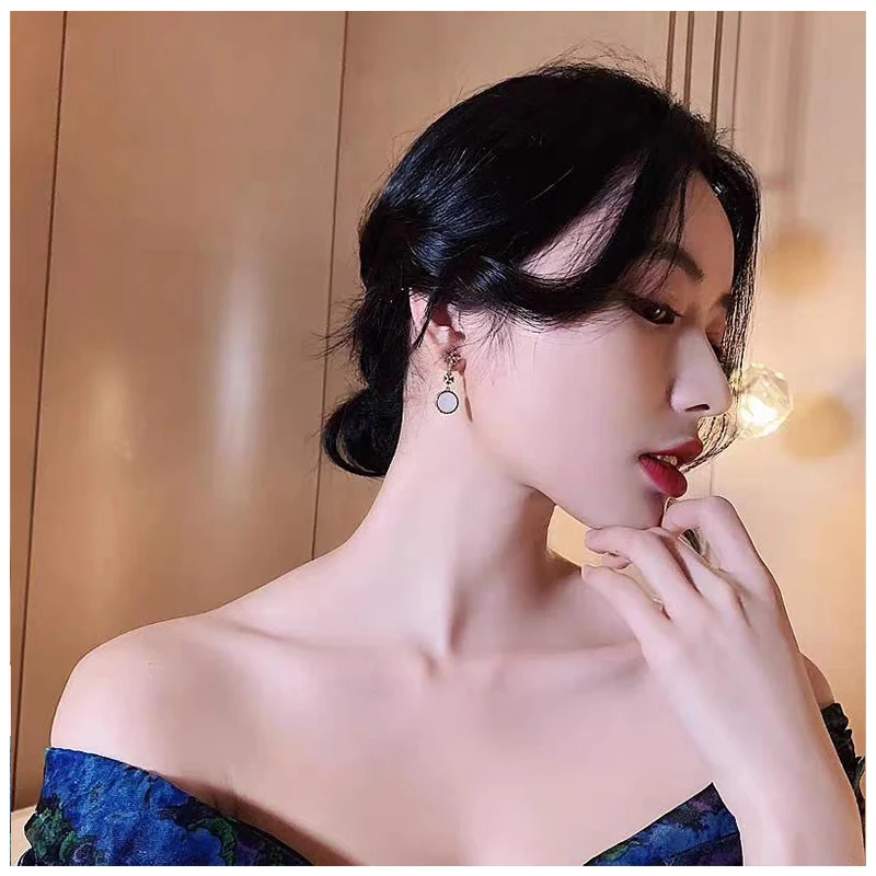 S925 needle designer earrings new tide female cross long sterling temperament | Украшения и аксессуары