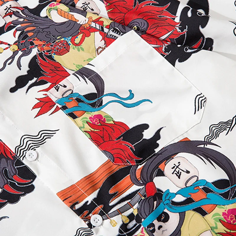 Мужская гавайская рубашка с пандой Samuri 2021 в стиле хип-хоп уличная пляжная Harajuku