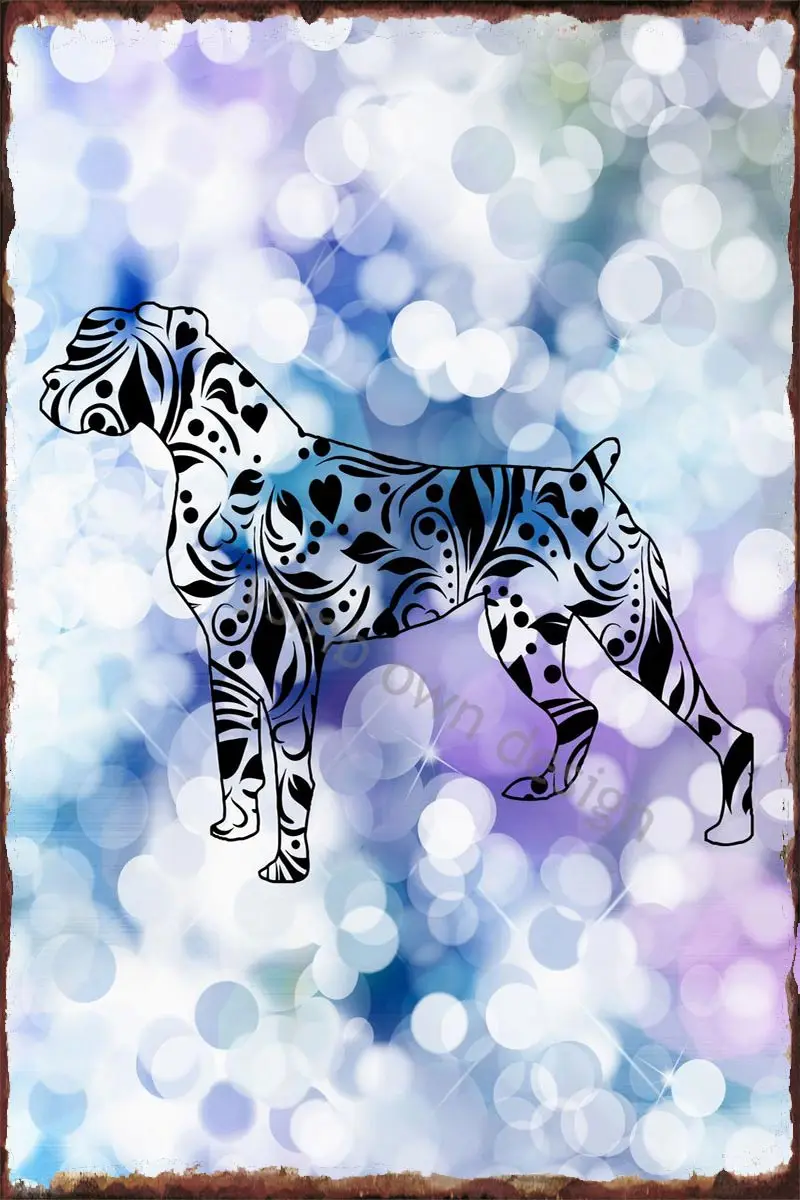 

Glittering Boxer Mandala Retro Vintage Metal Sign Tin Sign Tin Plates Wall Decor For Art Cafe Pub Home Club Man Cave