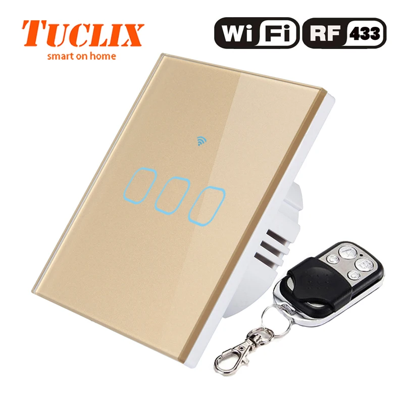TUCLIX ЕС/Великобритания WiFi приложение настенный выключатель света 3 банды 1 способ