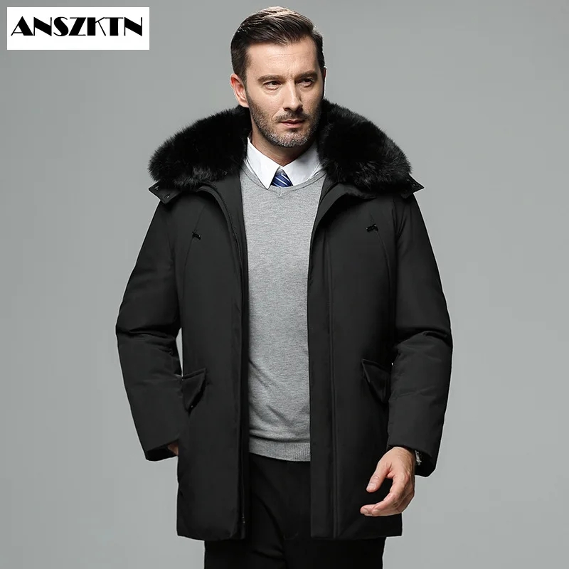 

ANSZKTN new bright face down jacket for the elderly men's middle and long aged father's warm coat for mid age man's coat