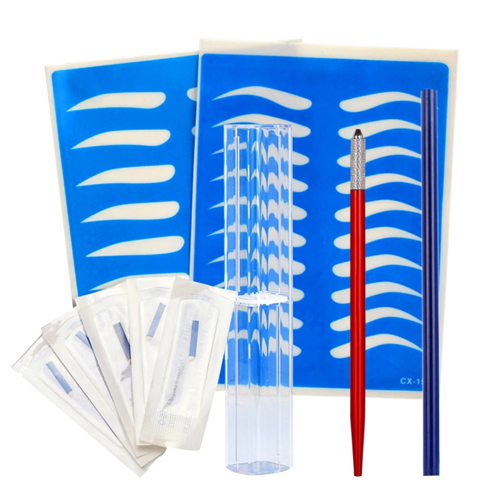 

Микроблейдинг для начинающих, Перманентный макияж, тату-ручка, игла, Тренировочный Набор для кожи