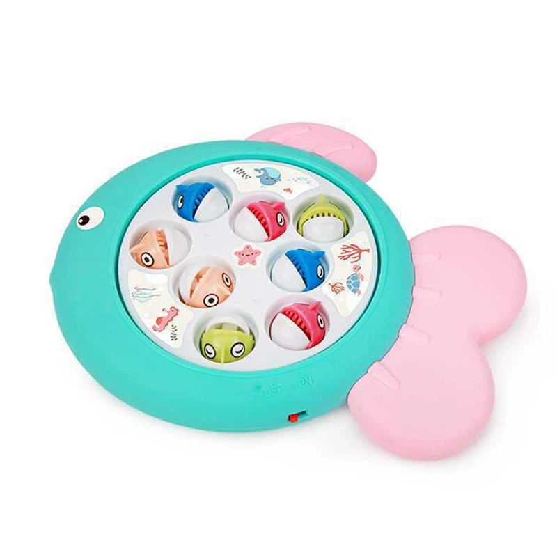 Голубая электрическая игрушка удочка вращающийся магнитный диск музыка Детский