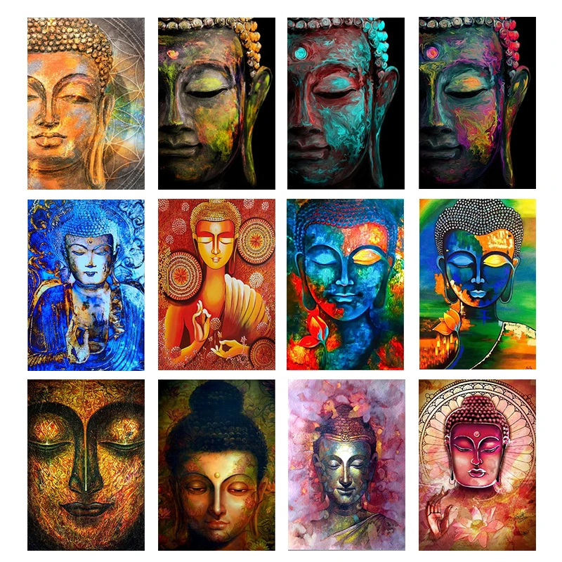 

Abstract Buddha Face Canvas Painting Buddhist Art Posters and Prints Print Mural Modern Living Room Home Wall Decoration Cuadros