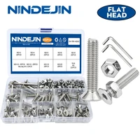 nindejin hex hexagon socket countersunk head screw kit m2 m2 5 m3 m4 m5 m6 stainless steel flat head bolt and nut screw set