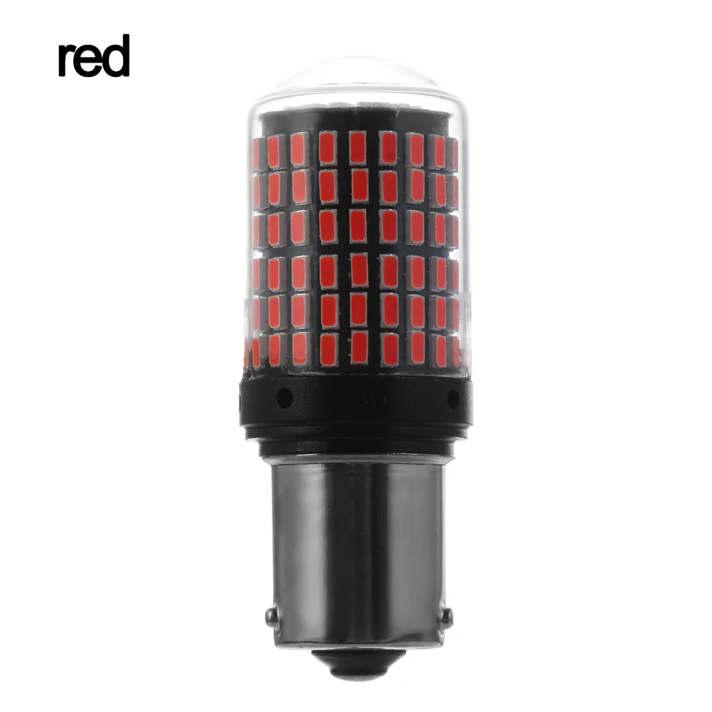 1156 BAU15S PY21W 12-24V 144SMD лампочка указателя поворота светодиодный Canbus без ошибок светодиодный свет автомобиля резервный тормоз лампы Авто запасные части - Испускаемый цвет: red