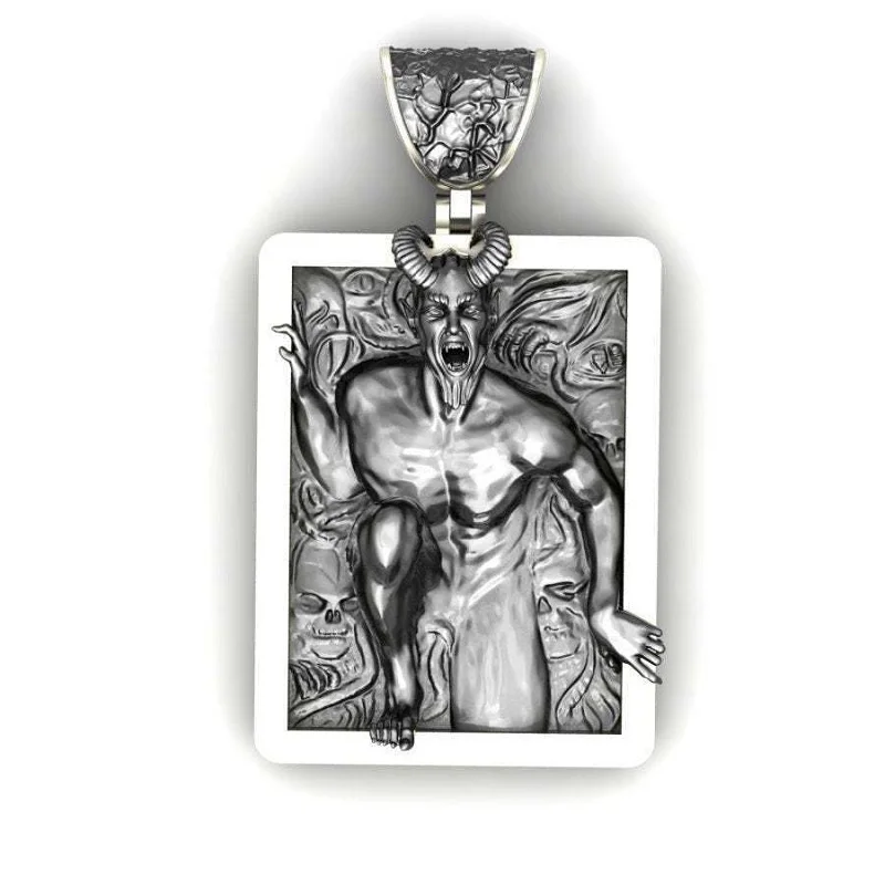 

New Horror Devil Skull Retro Men's Necklaces Euramerican Punk Gothic Horn Evil Devil Demon Exaggeration Pendant Necklace Jewelry