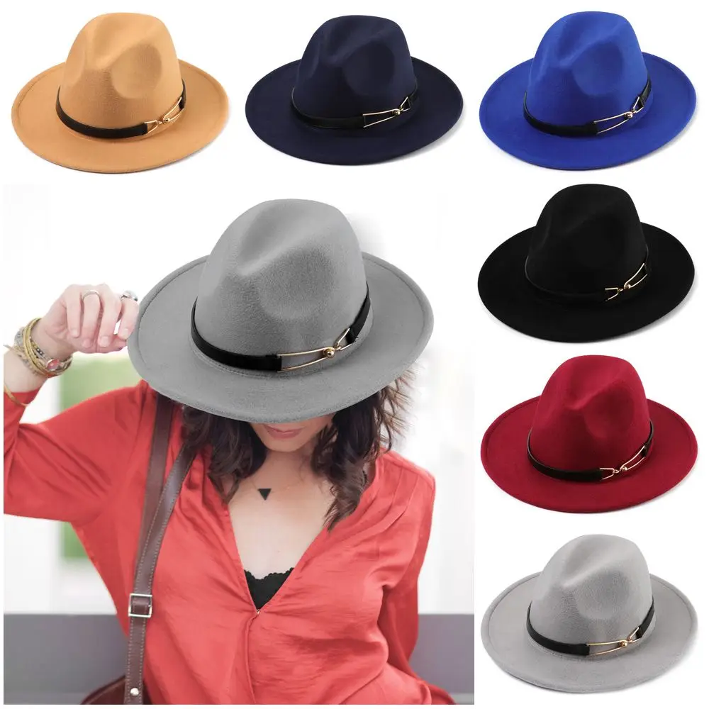 

Soft Autumn Winter Women Fedora Wide Brim Hat Top Hats Jazz Cap Sun Hat