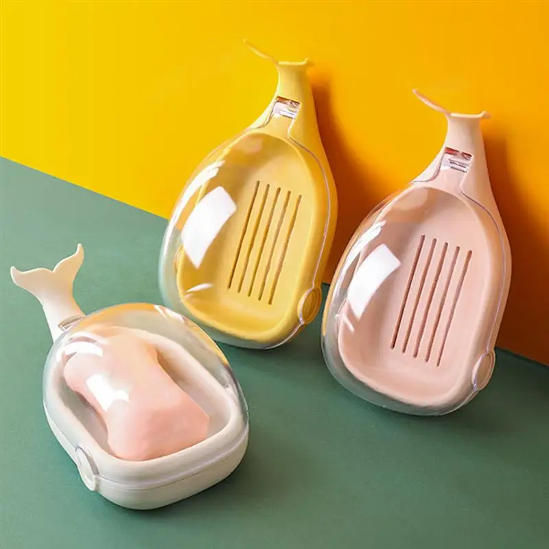 

2pcs Whale Soap Boxes Transparent Soap Holders Flip Soap Container Flip Cover Soap Dishes Soap Racks Soap Boxes For Toilet