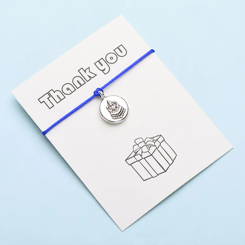 IYOE Wish Card THANK YOU Будда Браслеты для женщин мужчин DIY веревка настроить счастливый