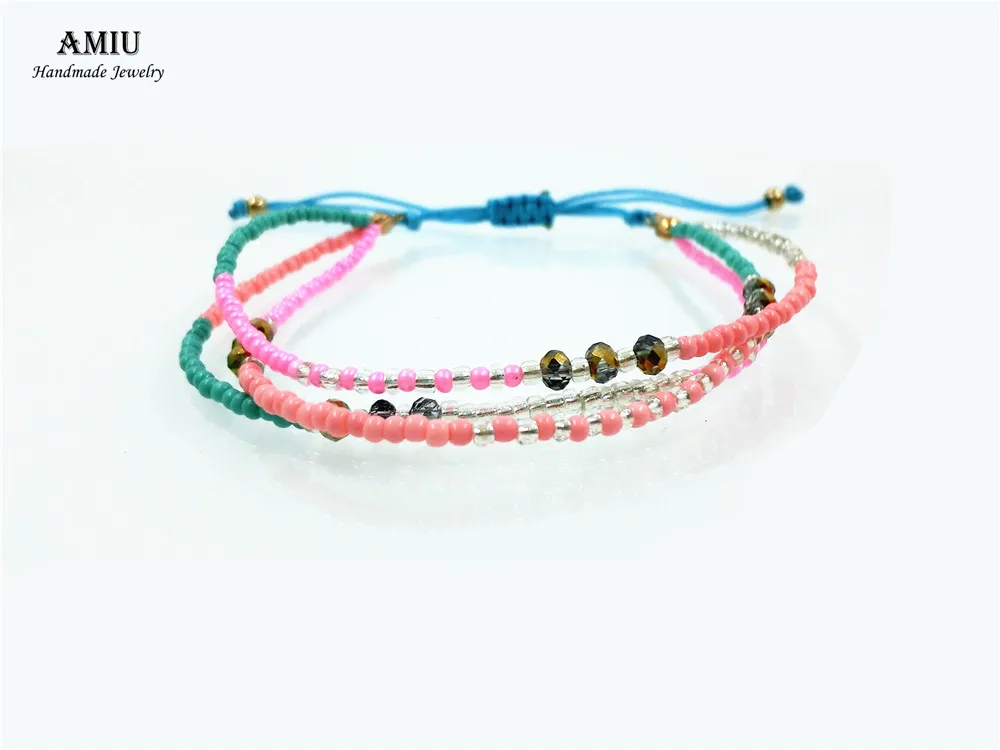 AMIU ручной работы хиппи бисер браслет дружбы браслеты с подвесками стеклянных