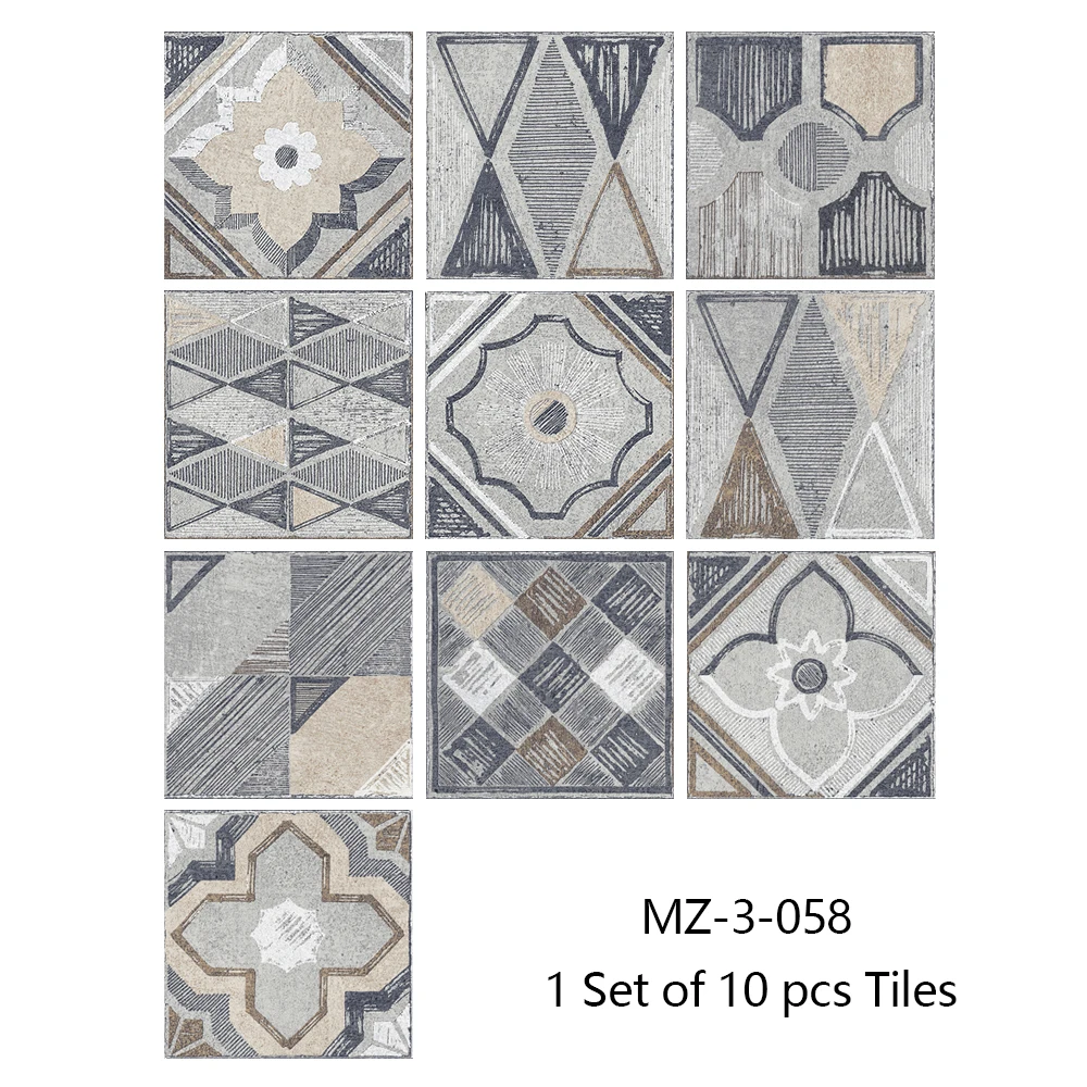 

Gray Retro Pattern Frosted Tiles Floor Wall Stickers Kitchen Desktop Bathroom Waterproof Wallpaper Non-slip Ground Wall Decals