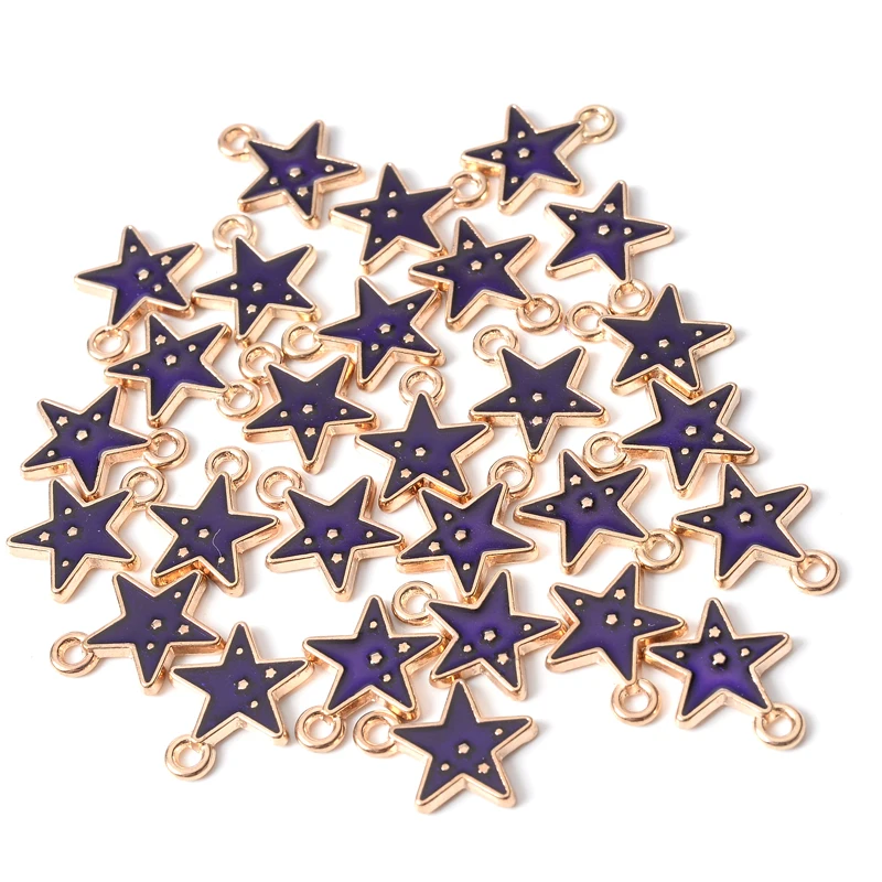

10Pcs 10*12mm Enamel Charms Pendant Cute Star Alloy Metal Drop Oil Findings For DIY Jewelry Making Necklace Bracelet Accessories