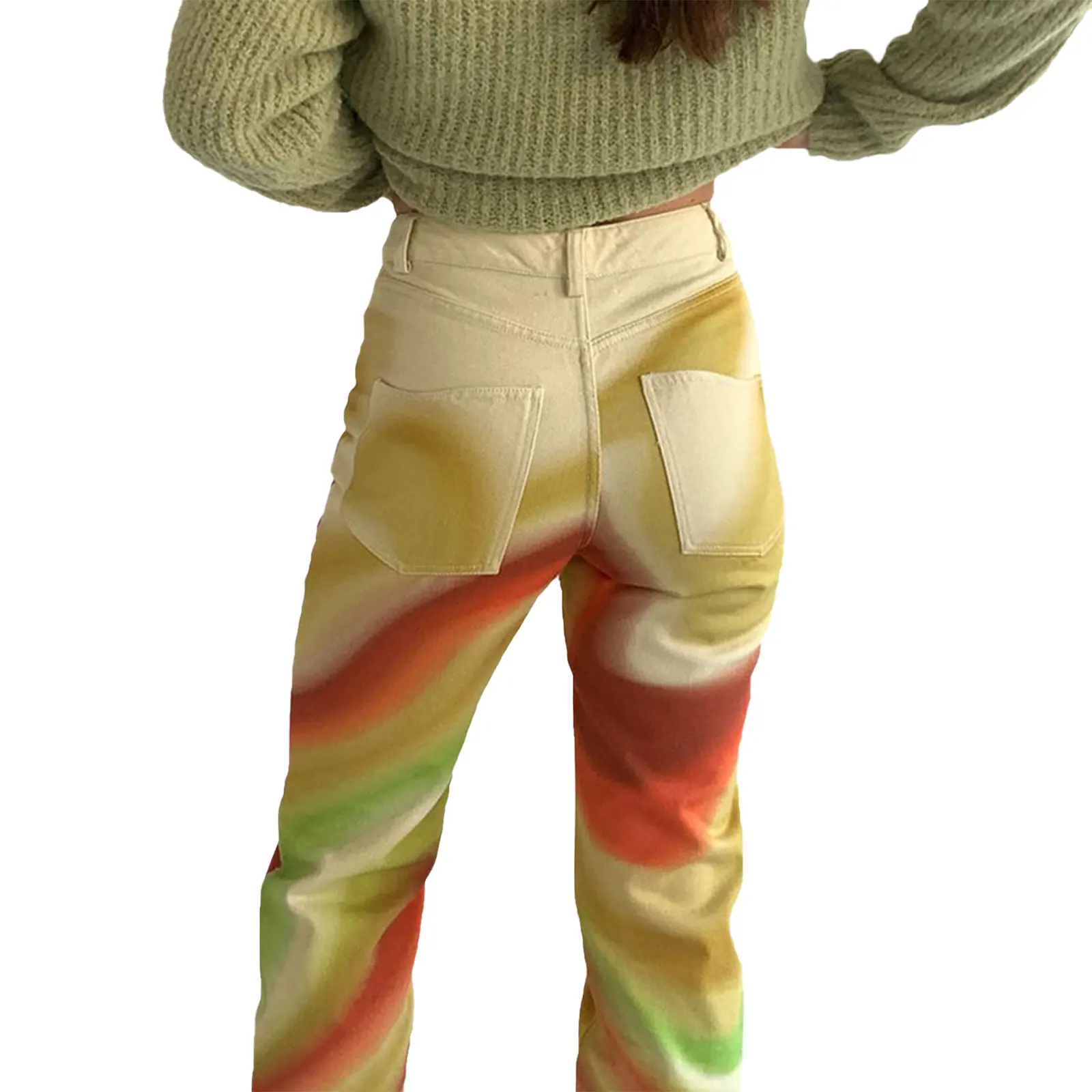 

2021 Women Fashion High Waist Print Pants Ladies Female Stylish Pants for Shopping Daily Wear